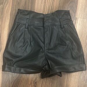 Bar III Black High Waist Leather Shorts